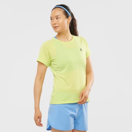 Camiseta Salomon Cross Run Curta Sleeve Feminino Limão | PT I13820